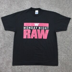 Vintage WWF Shirt Mens Extra Large Black Monday Night Raw 1992 Titan Sports USA